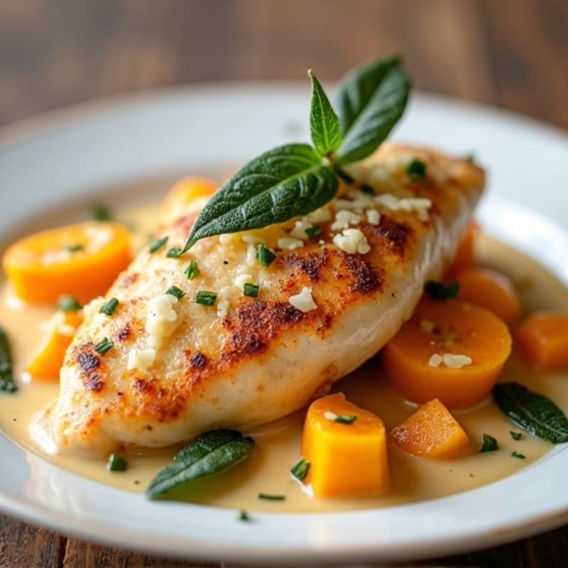 Creamy Butternut Squash Chicken with Crispy Sage
