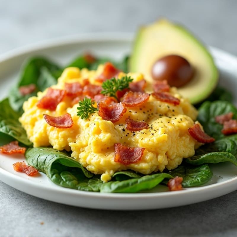 Egg White Scramble with Spinach and Turkey Bacon