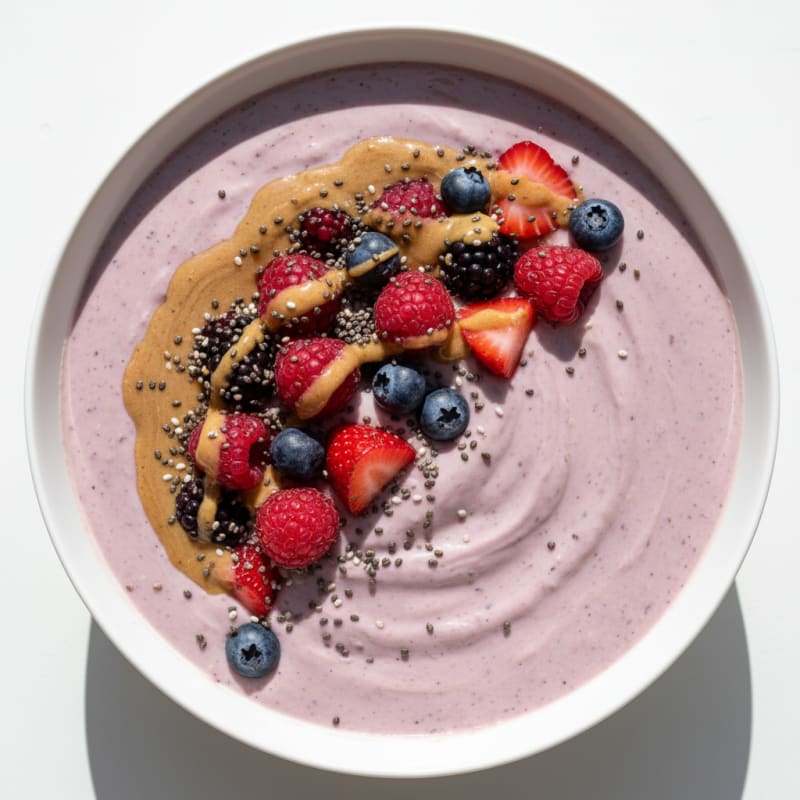 Silky Tofu Protein Smoothie Bowl with Chia and Berries