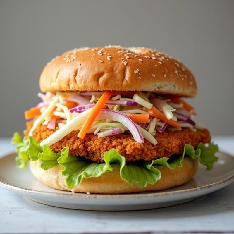 Crispy Air-Fried Chicken Sandwich with Fresh Slaw