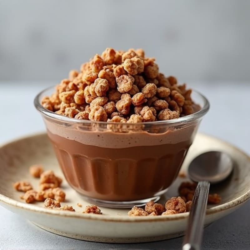 Protein Chocolate Pudding with Mushroom and Rice Crisp