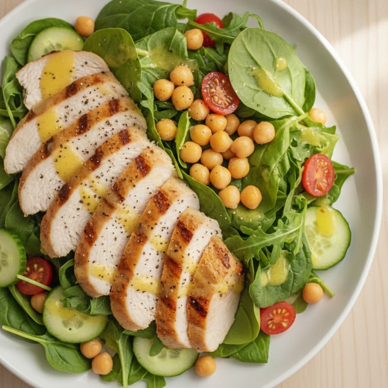 Grilled Turkey Breast Salad with Chickpeas and Lemon Vinaigrette