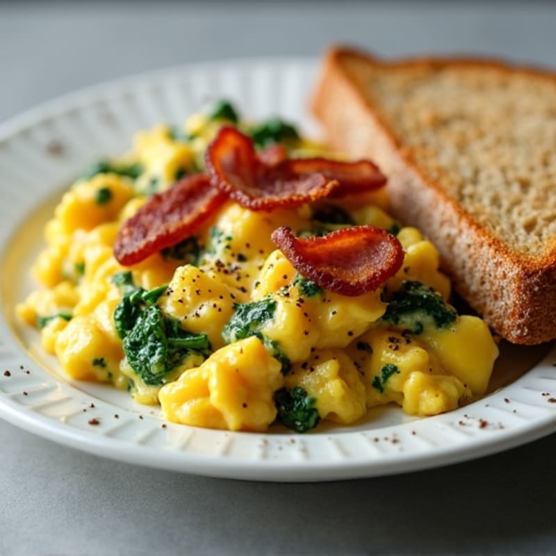 Egg White Scramble with Spinach and Turkey Bacon