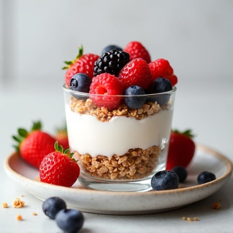 Greek Yogurt Protein Parfait with Mixed Berries