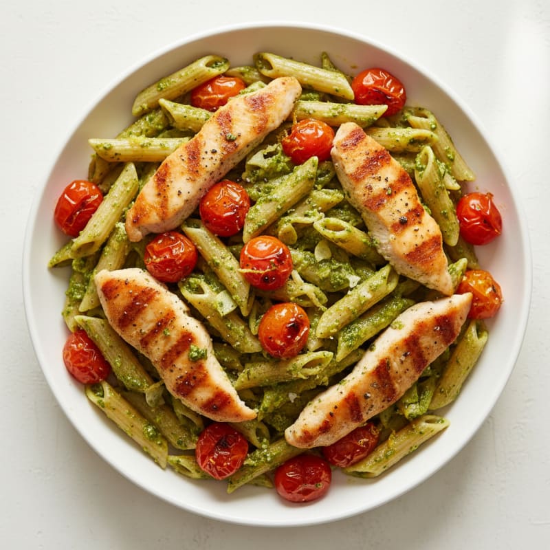 Creamy Pesto Chicken Pasta with Zesty Tomatoes