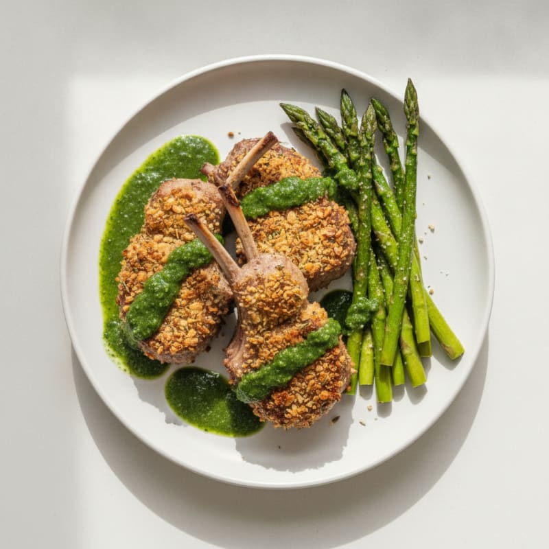 Herb-Crusted Lamb Chops with Mint Sauce