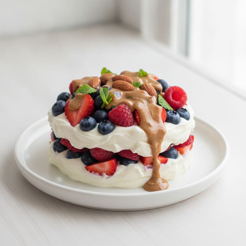 Greek Yogurt Protein Parfait with Mixed Berries and Almond Butter