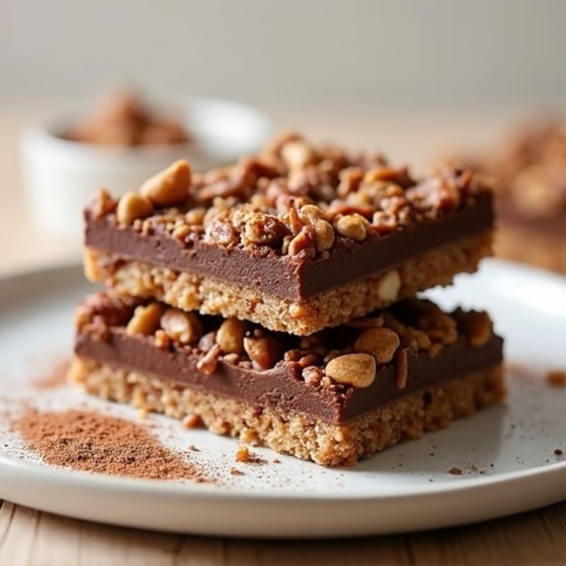 No-Bake Chocolate Fudge Protein Bars with Creamy Cashew Layer