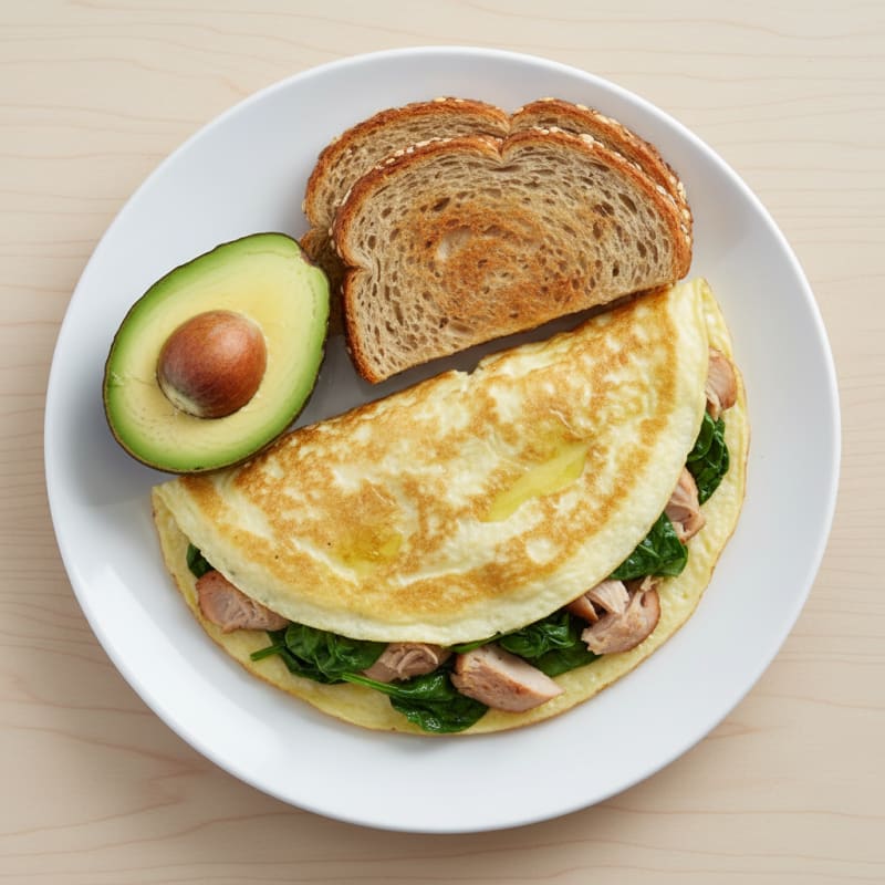 Egg White Spinach Omelet with Roasted Turkey