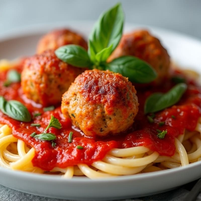 Juicy Lean Turkey Meatballs with Whole Wheat Pasta and Fresh Marinara