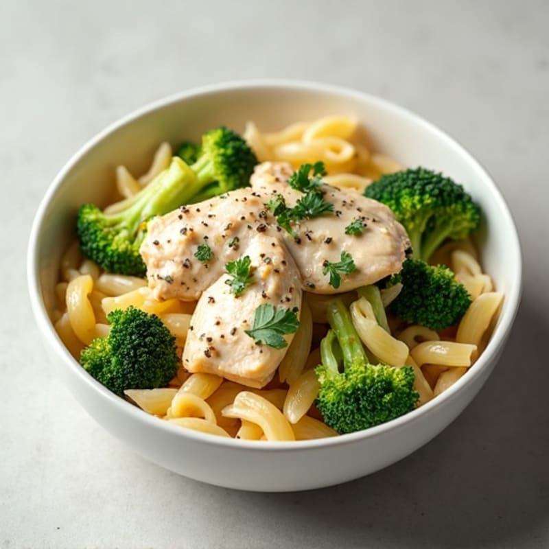 Creamy Garlic Herb Chicken and Broccoli Whole Wheat Pasta
