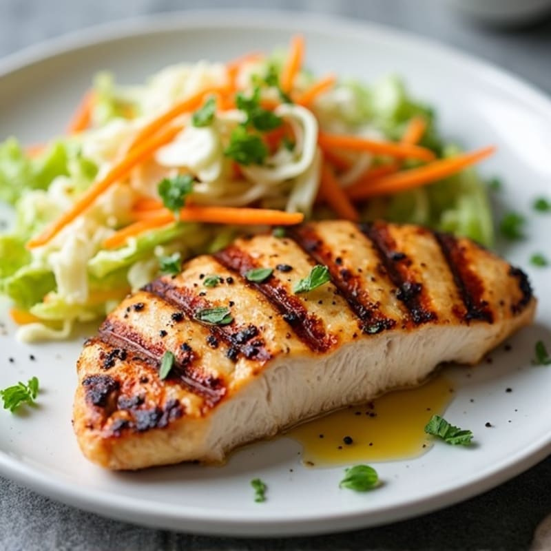 Grilled Chicken Breast with Crunchy Cabbage Slaw