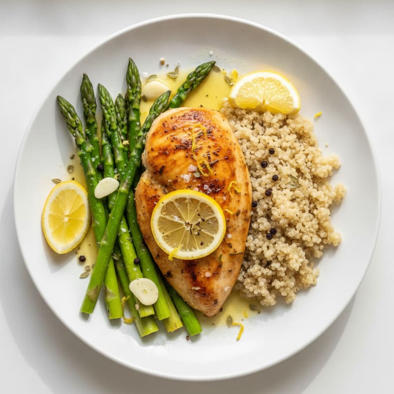 Lemon Herb Roasted Chicken with Asparagus