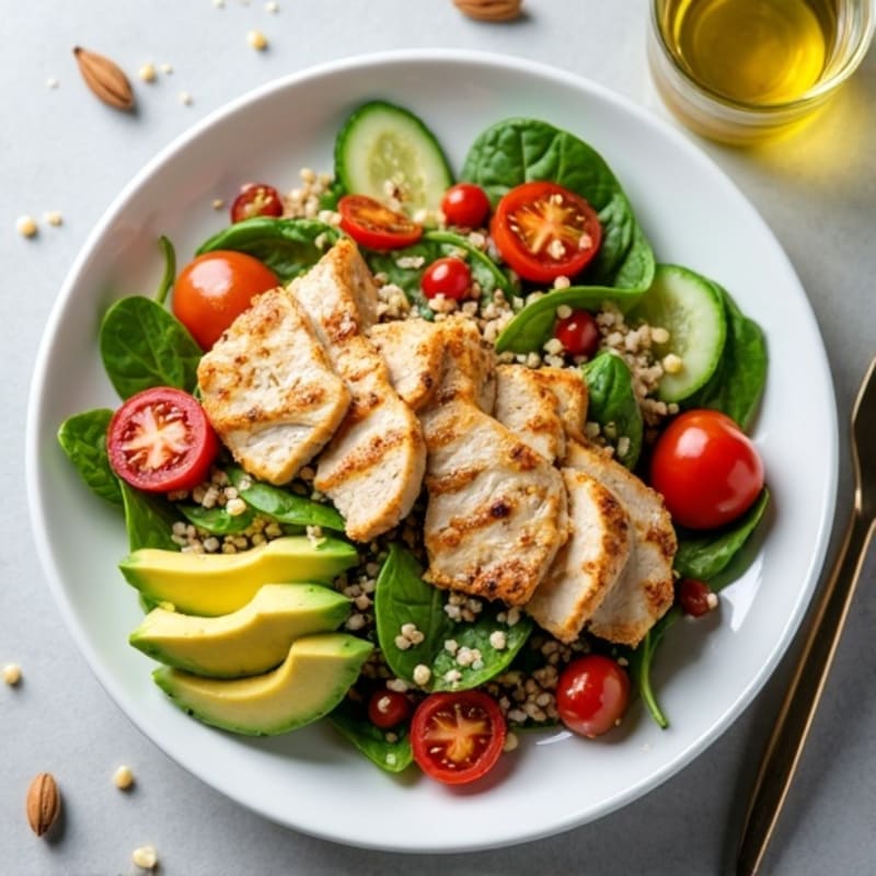 Grilled Chicken and Quinoa Salad with Fresh Vegetables
