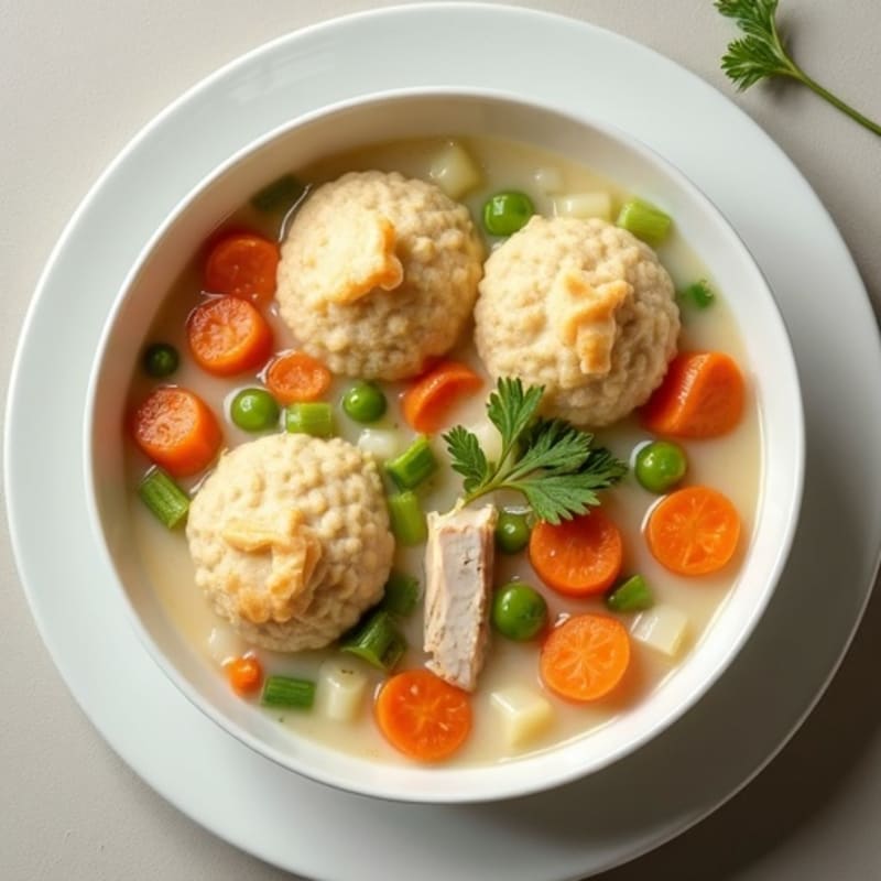 Creamy Chicken and Vegetable Soup with Fluffy Dumplings