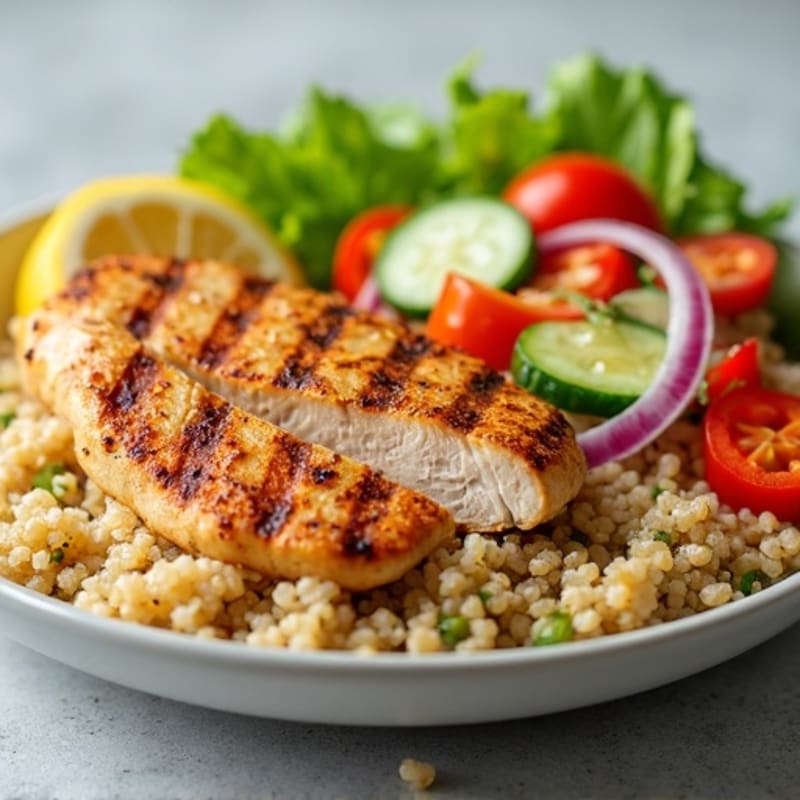 Grilled Chicken Breast with Crunchy Quinoa Salad