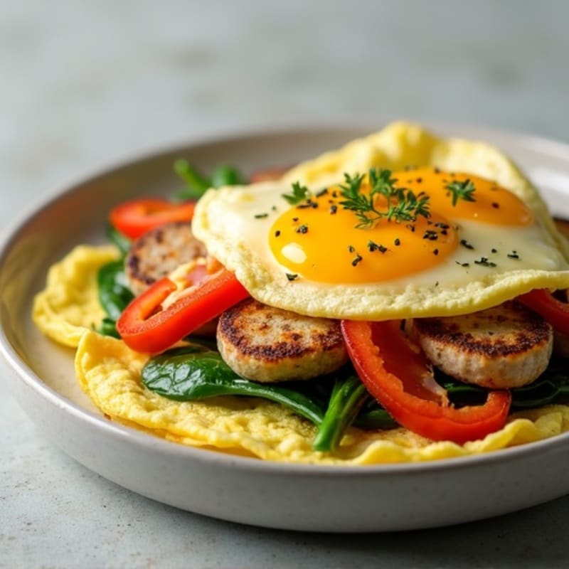 Egg White Veggie Omelet with Turkey Sausage