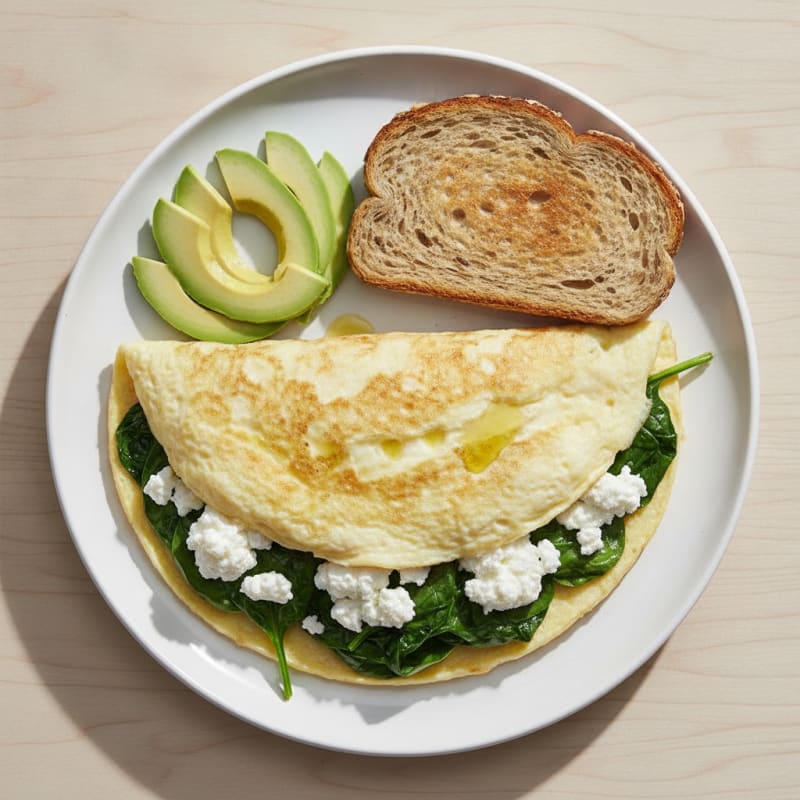 Egg White Spinach Omelette with Cottage Cheese