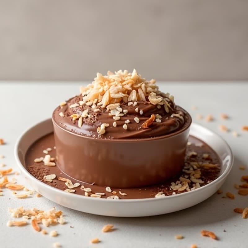 Silky Chocolate Protein Pudding with Toasted Coconut