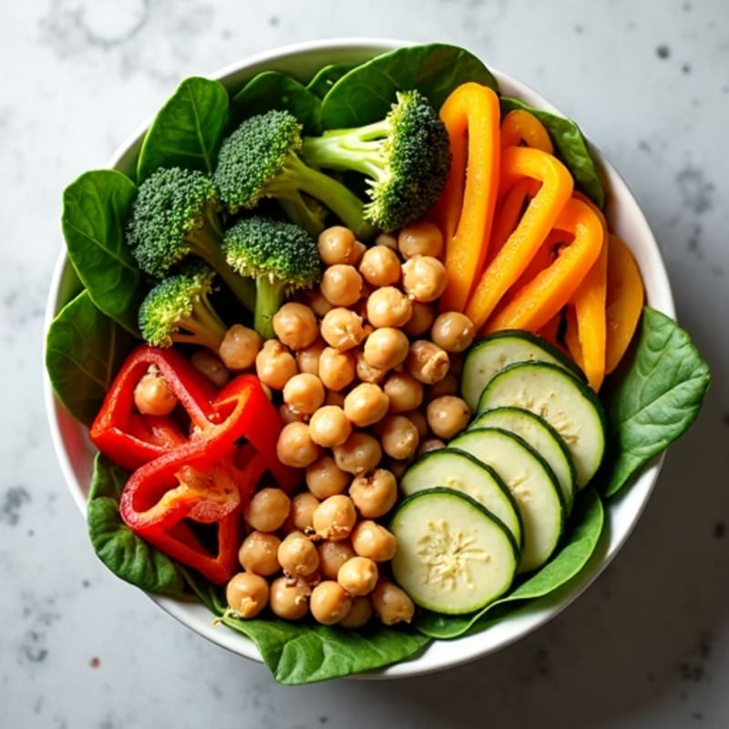 Crispy Chickpea and Roasted Vegetable Buddha Bowl with Creamy Lemon-Tahini Dressing