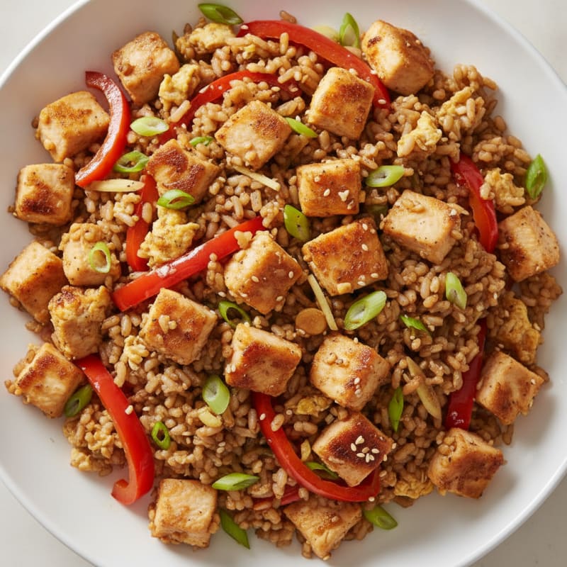 Savory Egg White Stir-Fry with Chicken and Brown Rice