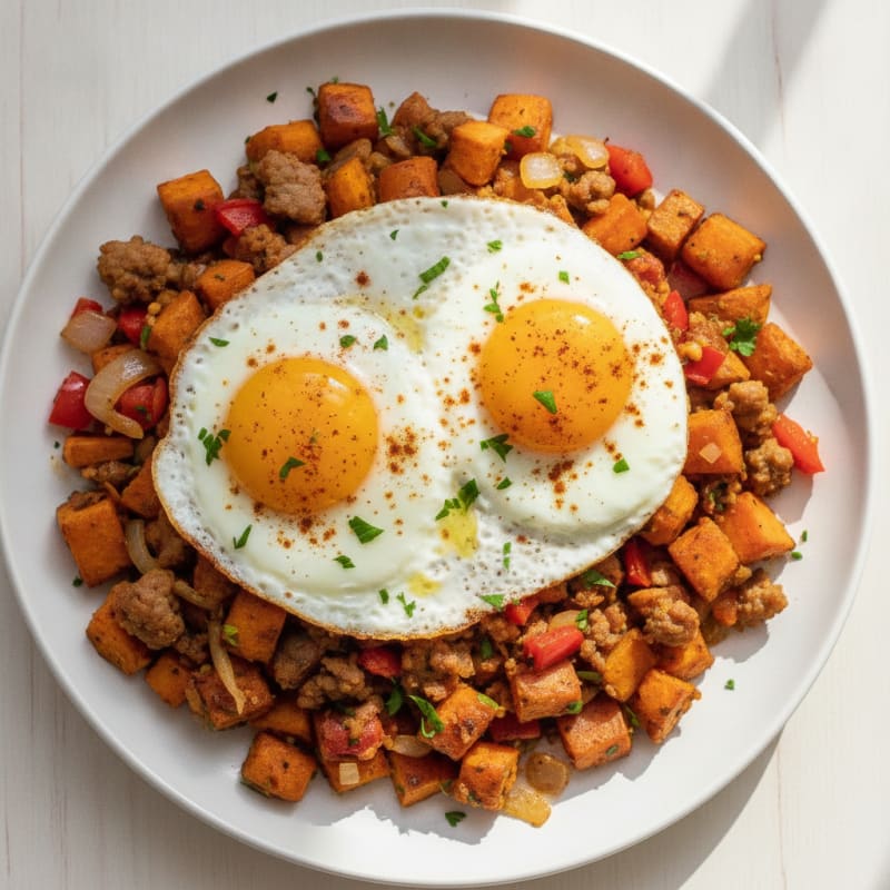 Egg and Turkey Sausage Sweet Potato Hash