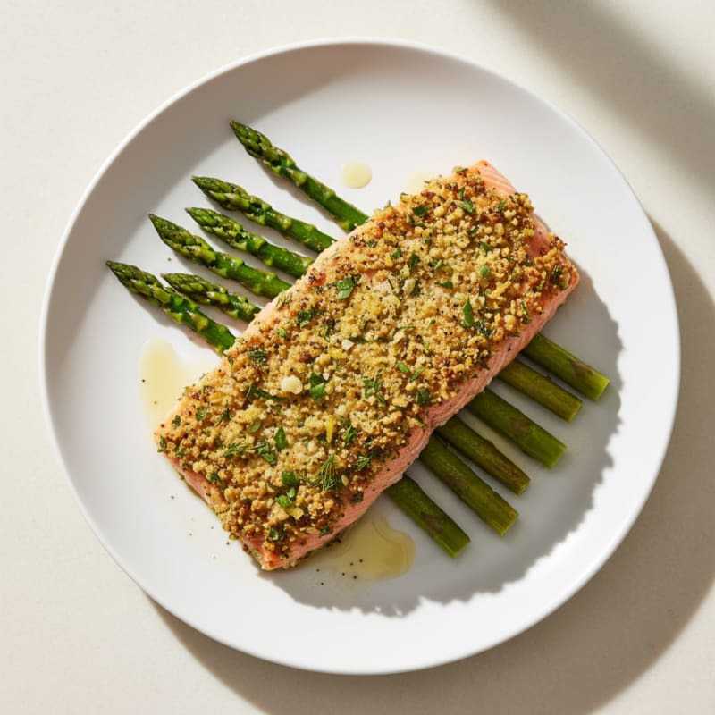 Herb-Crusted Salmon with Roasted Asparagus