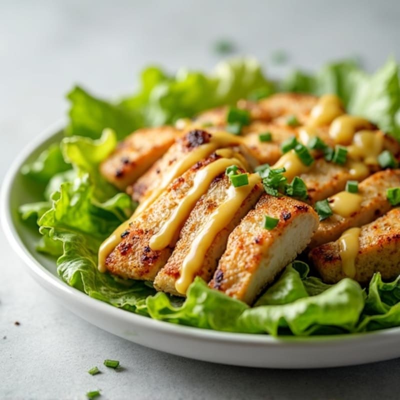 Grilled Chicken with Crispy Romaine and Creamy Garlic Lemon Dressing