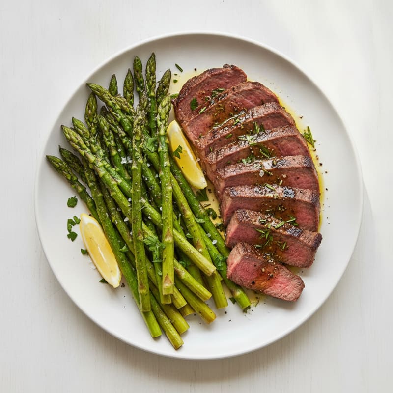 Garlic Herb Flank Steak with Roasted Asparagus