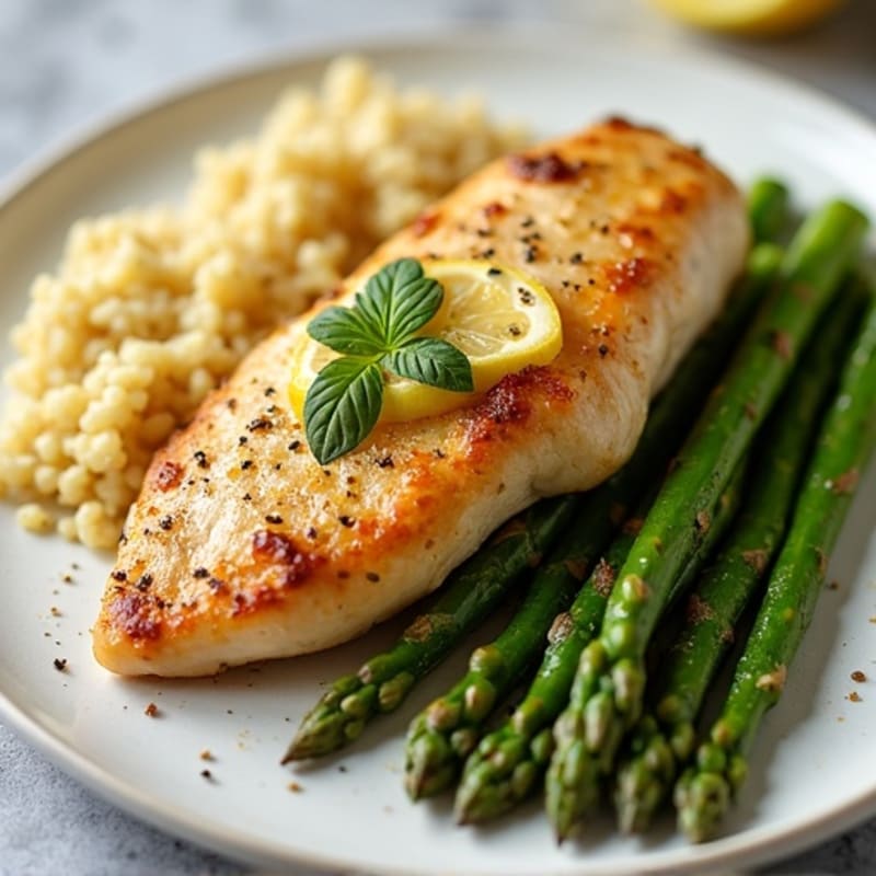 Lemon-Garlic Pan-Seared Chicken with Roasted Asparagus