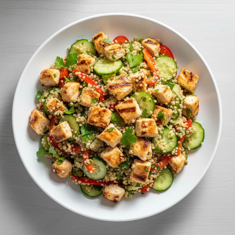 Grilled Chicken and Quinoa Salad with Crunchy Vegetables