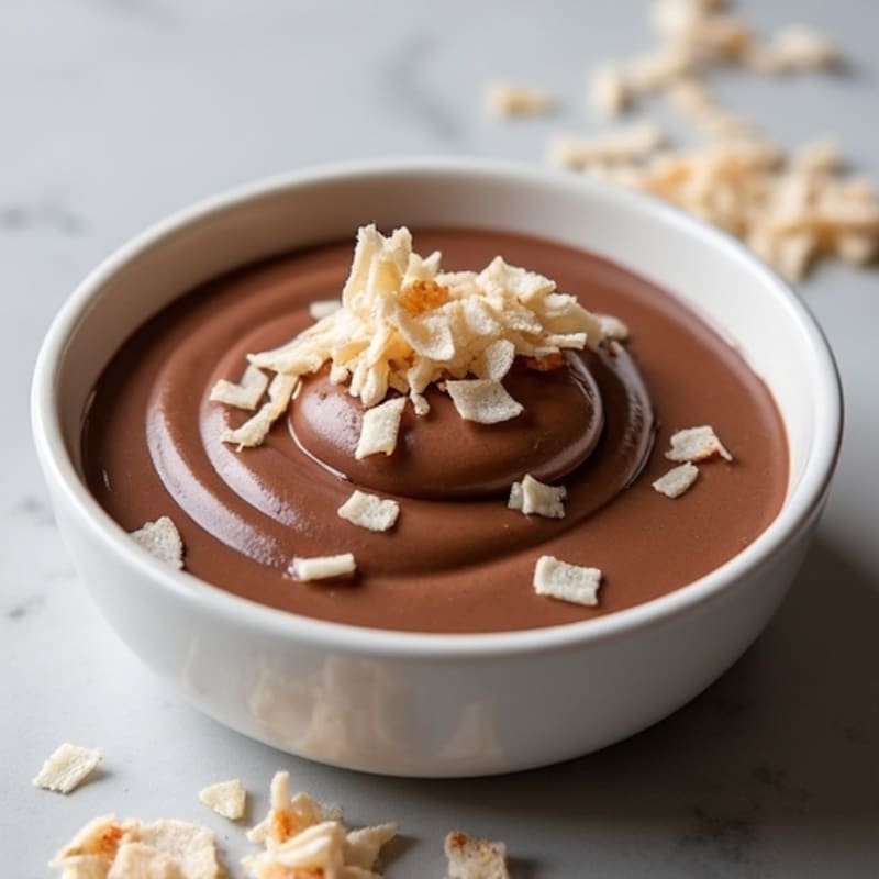Silky Chocolate Protein Pudding with Toasted Coconut