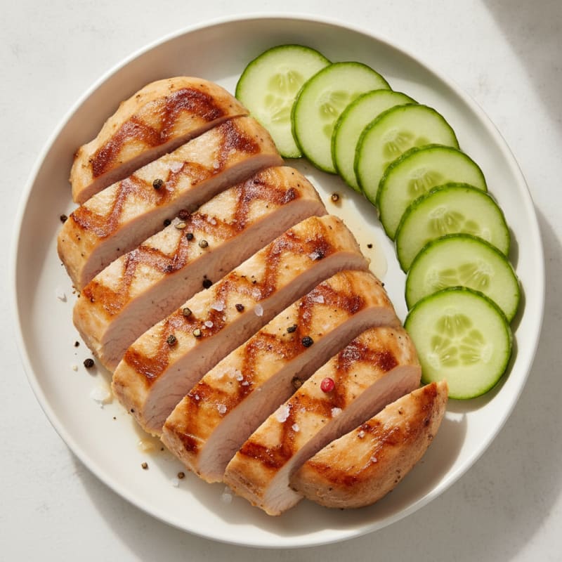Grilled Turkey Breast with Cucumber Slices