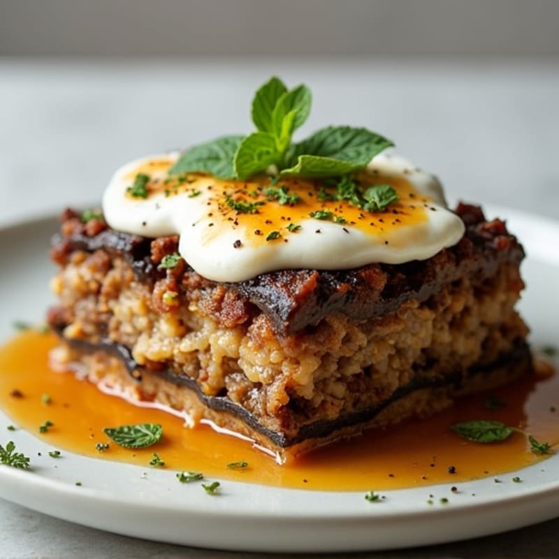Creamy Layered Ground Lamb and Roasted Eggplant Bake
