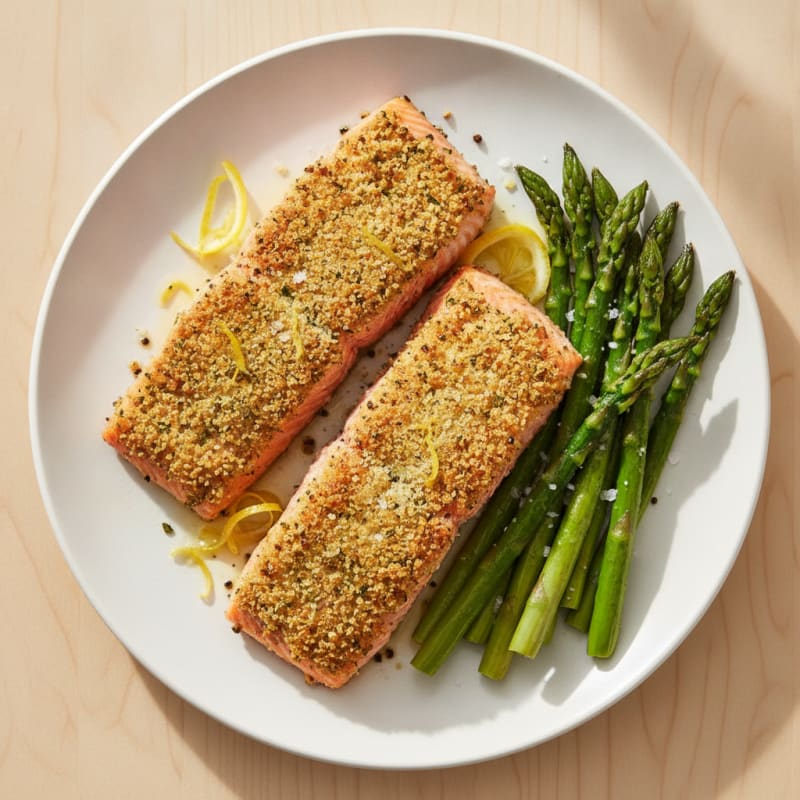 Herb-Crusted Salmon with Roasted Asparagus
