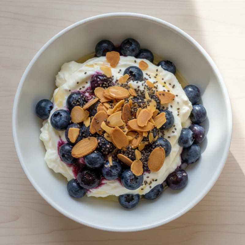 Greek Yogurt Protein Parfait with Vanilla Protein Powder and Almonds