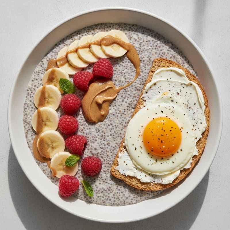 Raspberry Chia Pudding with Almond Butter