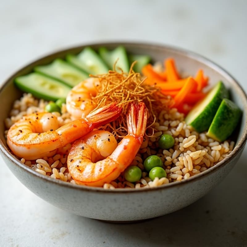 Spicy Shrimp Sushi Bowl with Crispy Seaweed