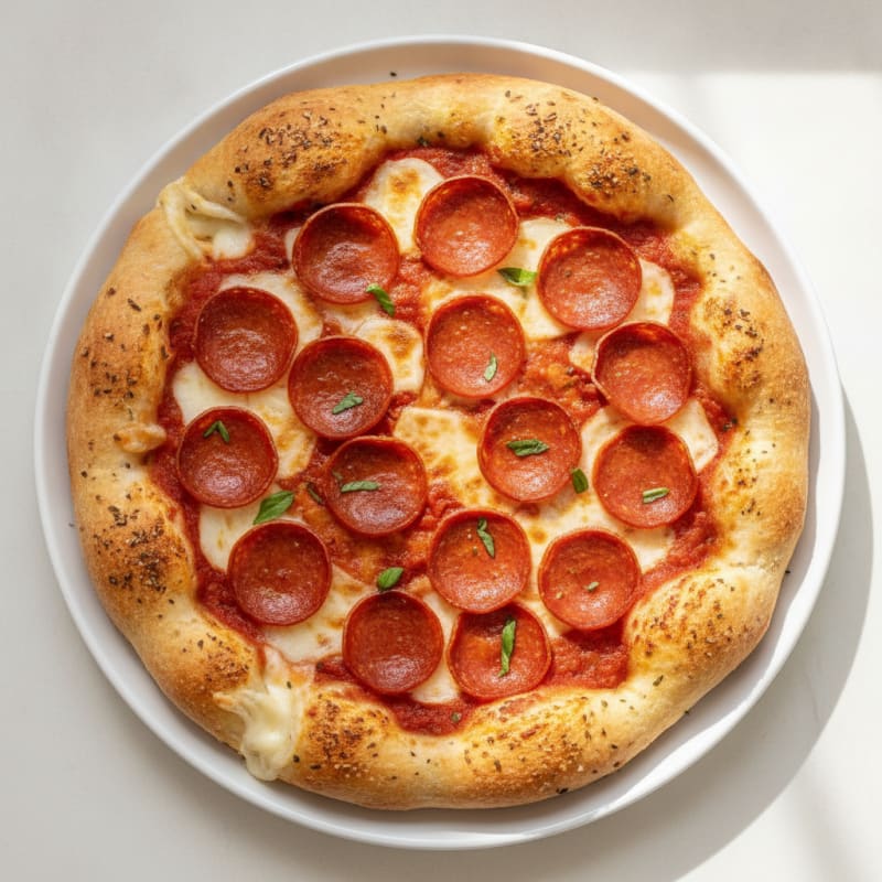 High-Protein Stuffed Crust Pepperoni Pizza