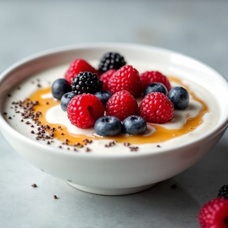 Silky Greek Yogurt Protein Mousse with Mixed Berries