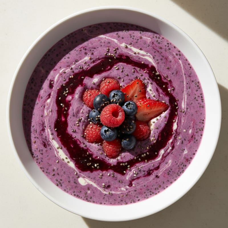 Silky Tofu Protein Smoothie with Chia and Berries