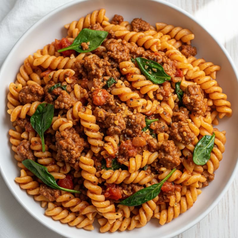 Ground Beef Pasta with Marinara Sauce