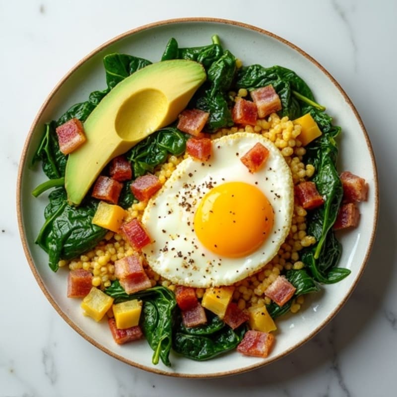 Egg White Scramble with Spinach and Turkey Bacon