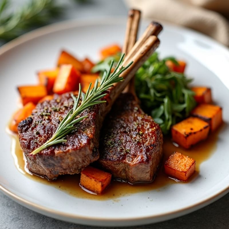 Herb-Crusted Lamb Chops with Maple-Roasted Sweet Potatoes