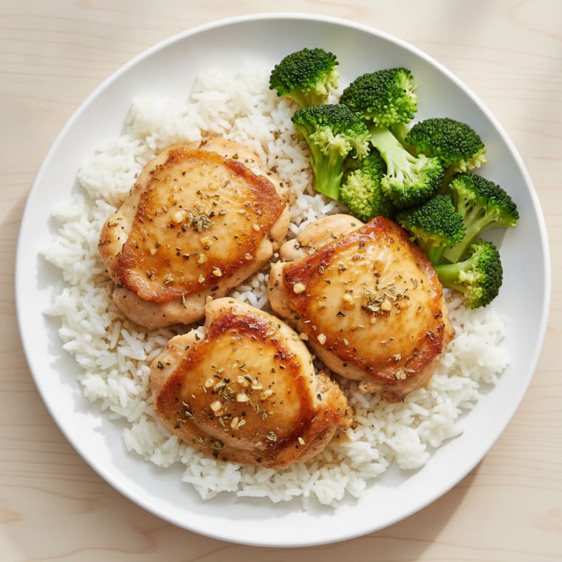 Garlic Herb Chicken Thighs with Rice