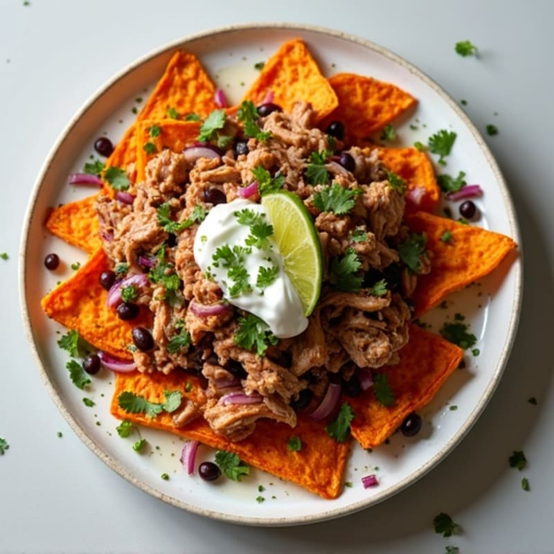 Sheet Pan Pulled Pork Sweet Potato Nachos