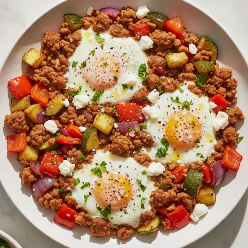 Baked Eggs with Roasted Vegetables