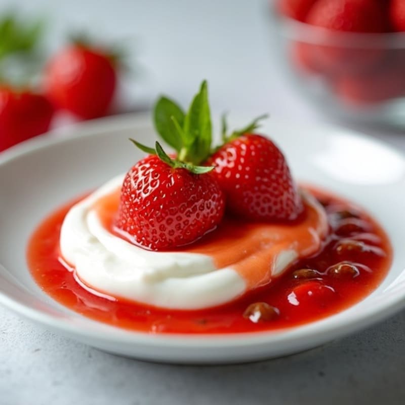 Silky Protein Yogurt with Tomato Strawberry Compote