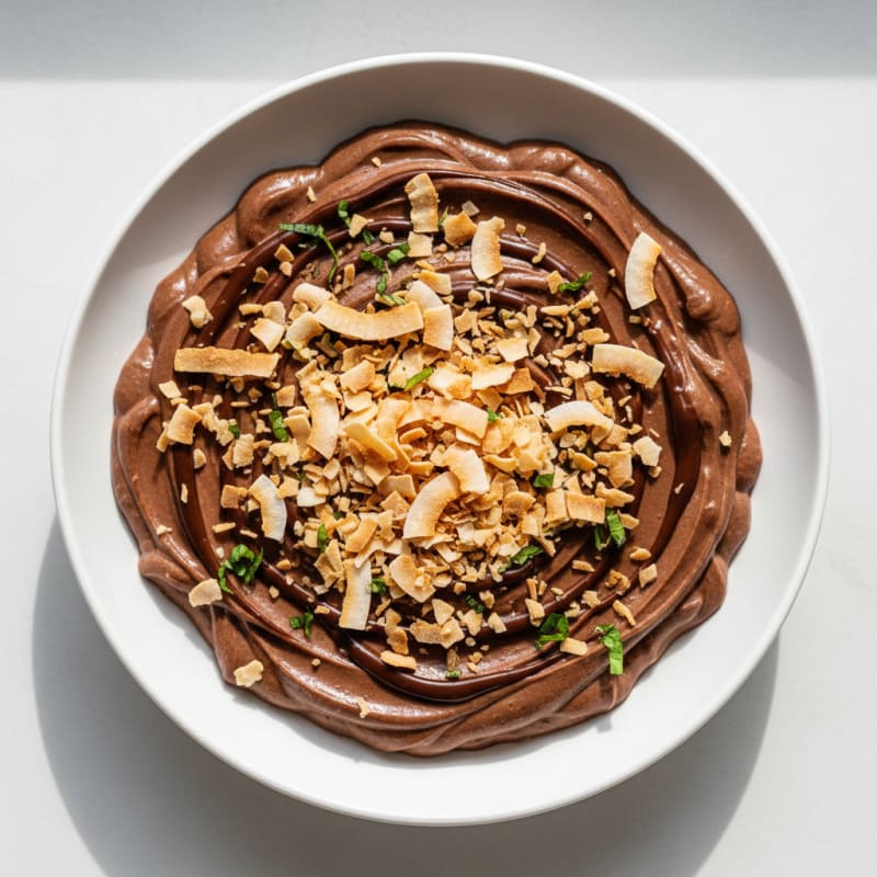 Silky Chocolate Protein Pudding with Toasted Coconut