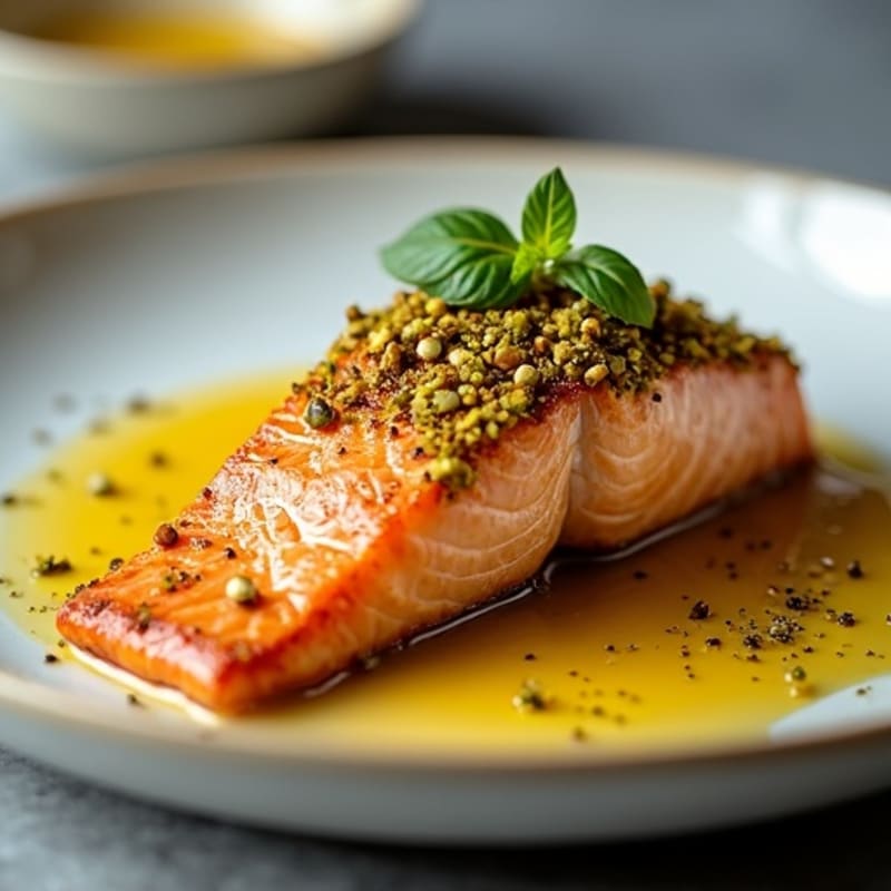 Crispy Pistachio-Crusted Salmon with Citrus-Ginger Sauce